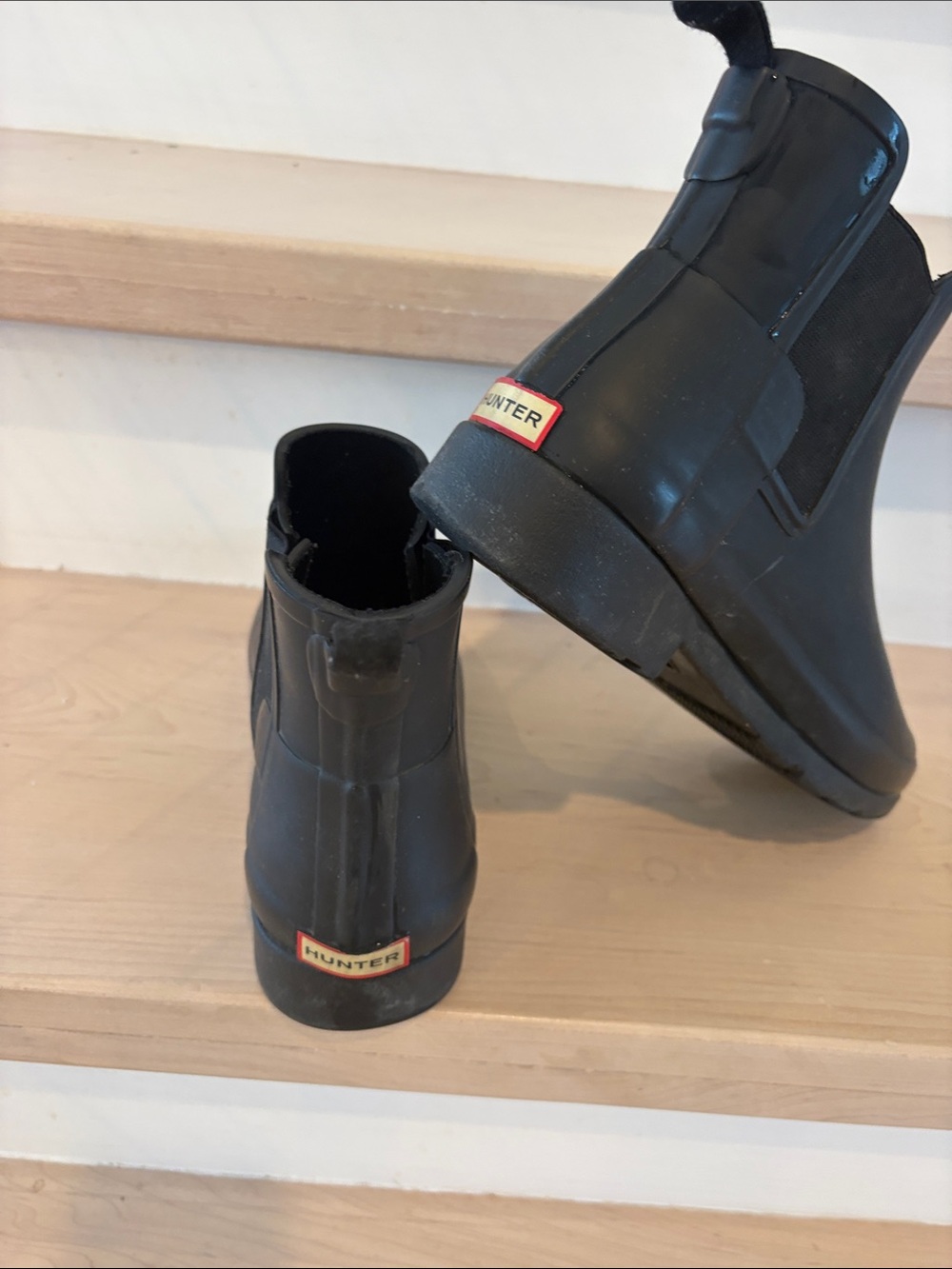 Hunter Black Chelsea Rain Booties with Logo Heel Tab